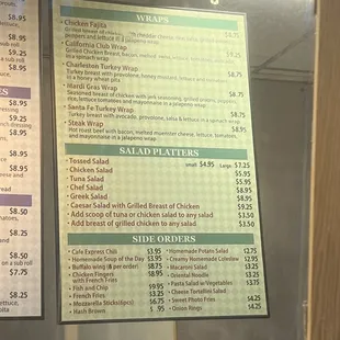 a menu for a restaurant