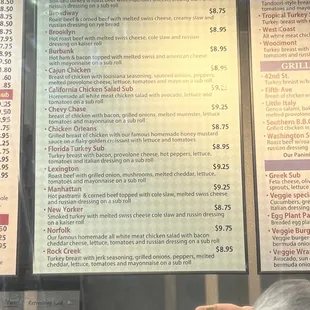 a menu for a restaurant