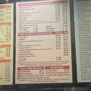 a menu for a restaurant
