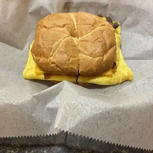 Bacon, egg, cheese sandwich