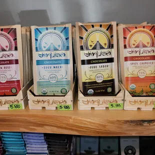 a variety of chocolate bars