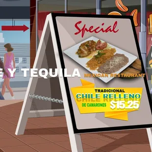 NEW SPECIAL! Authentic Chile Relleno filled with Shrimp! 
https://www.facebook.com