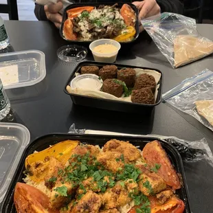 Chicken Kabab Plate, Shawermah Plate, Falafel