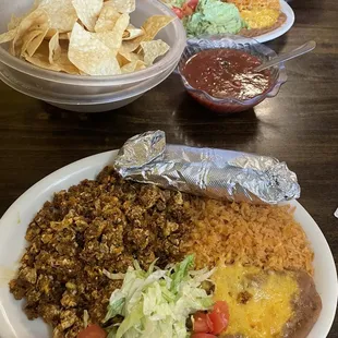 Chorizo/eggs rice and beans