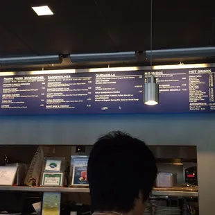 the menu of the restaurant