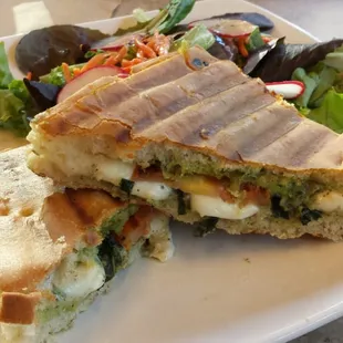 Caprese panini with salad $6.35, not too shabby!