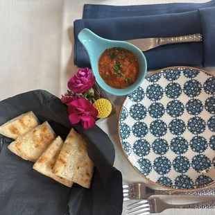 Complimentary bread and dip