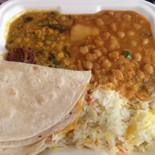 Lentil and chickpea curry. Pretty good for a quick lunch. Less greasy than they used to be.