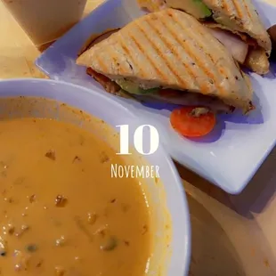 11/10/21 pumpkin&apos;s soup and turkey sandwich