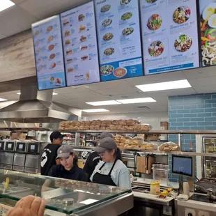 Food line with distant menus.
