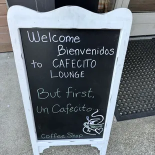 Welcome sign directly outside