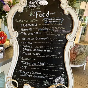 Very nice food menu