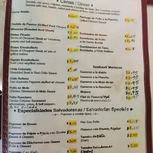Menu as of October 2024