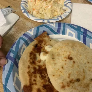 Two cheese pupusas