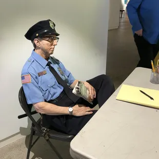 I thought this was a real person.  No it is an art installation. Crazy cool