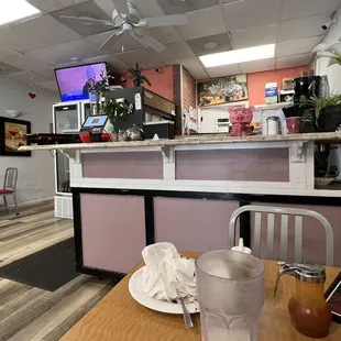 a view of the dining area