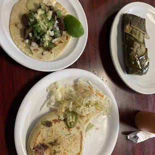 Steak taco and papusa