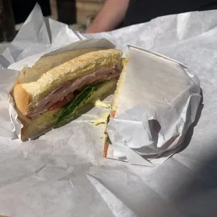 Ham and cheese panini with an egg