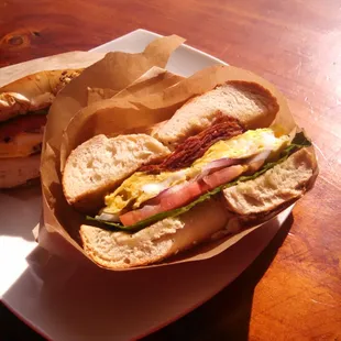 Breakfast bagel w/ bacon!