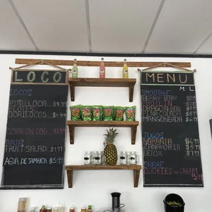 menus on the wall