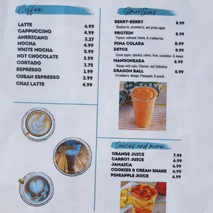 Drink menu