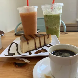 Flan, espresso, smoothies