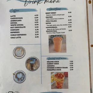 Drink menu