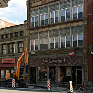 construction work on the corner of a city street