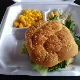 $6.99 lunch special: Angus burger, coleslaw and Mac &amp; cheese.