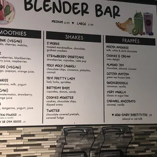 Smoothie menu