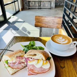 Ham and Egg Sandwich, Cafe Latte