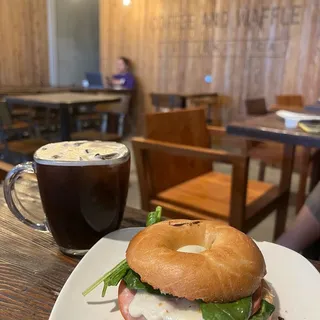 Plain Bagel with Ham and Cheese