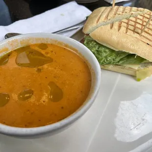 Chicken Pesto Sandwich with tomato soup combo