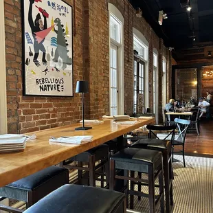 tables and chairs in a restaurant