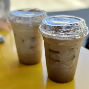 Iced Mocha and Iced Honey Lavender Latte