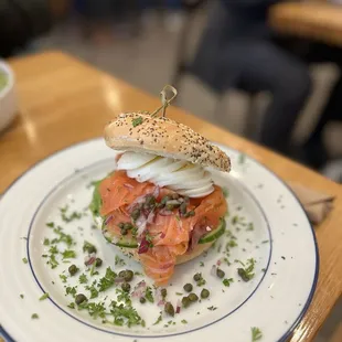 Salmon lox bagel