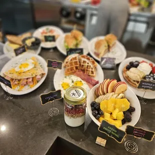a variety of breakfast items