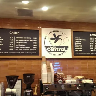 menus and coffee machines