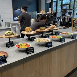 Sandwiches and salads