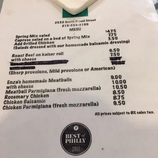 menu