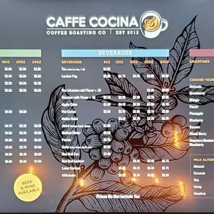 Caffe Cocina Menu