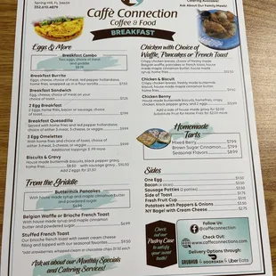 Breakfast menu