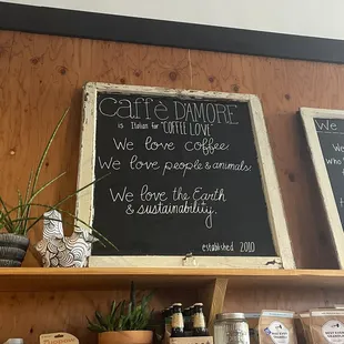 a chalkboard with a menu on it