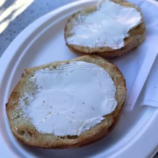 two pieces of bread on a plate