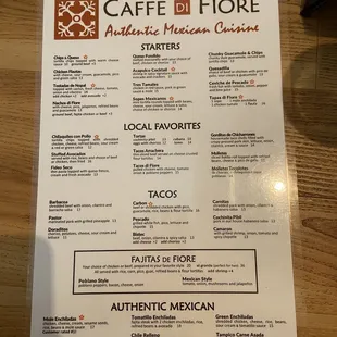 menu