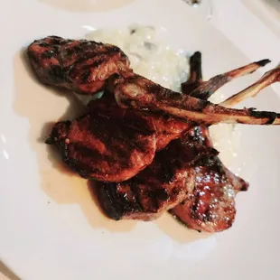 Lamb chops over risotto