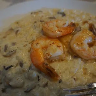 Risotto trifolato with grilled shrimp