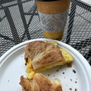 Egg and Cheese Breakfast Sandwich and Americano