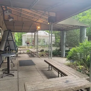 Cafe front store and patio seating