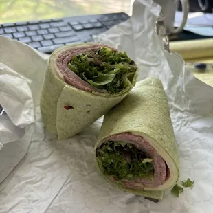 Italian sandwich wrap on spinach wrap
